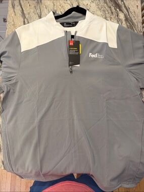 Under Armour Men’s Gray and White Quarter-Zip Performance Jacket - FedEx Logo